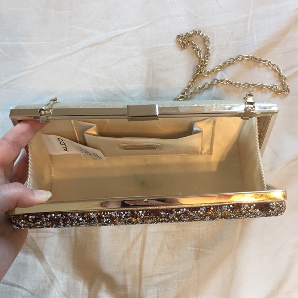 Aldo Gold Sparkly Rhinestone Encrusted Clutch - Picture 8 of 11